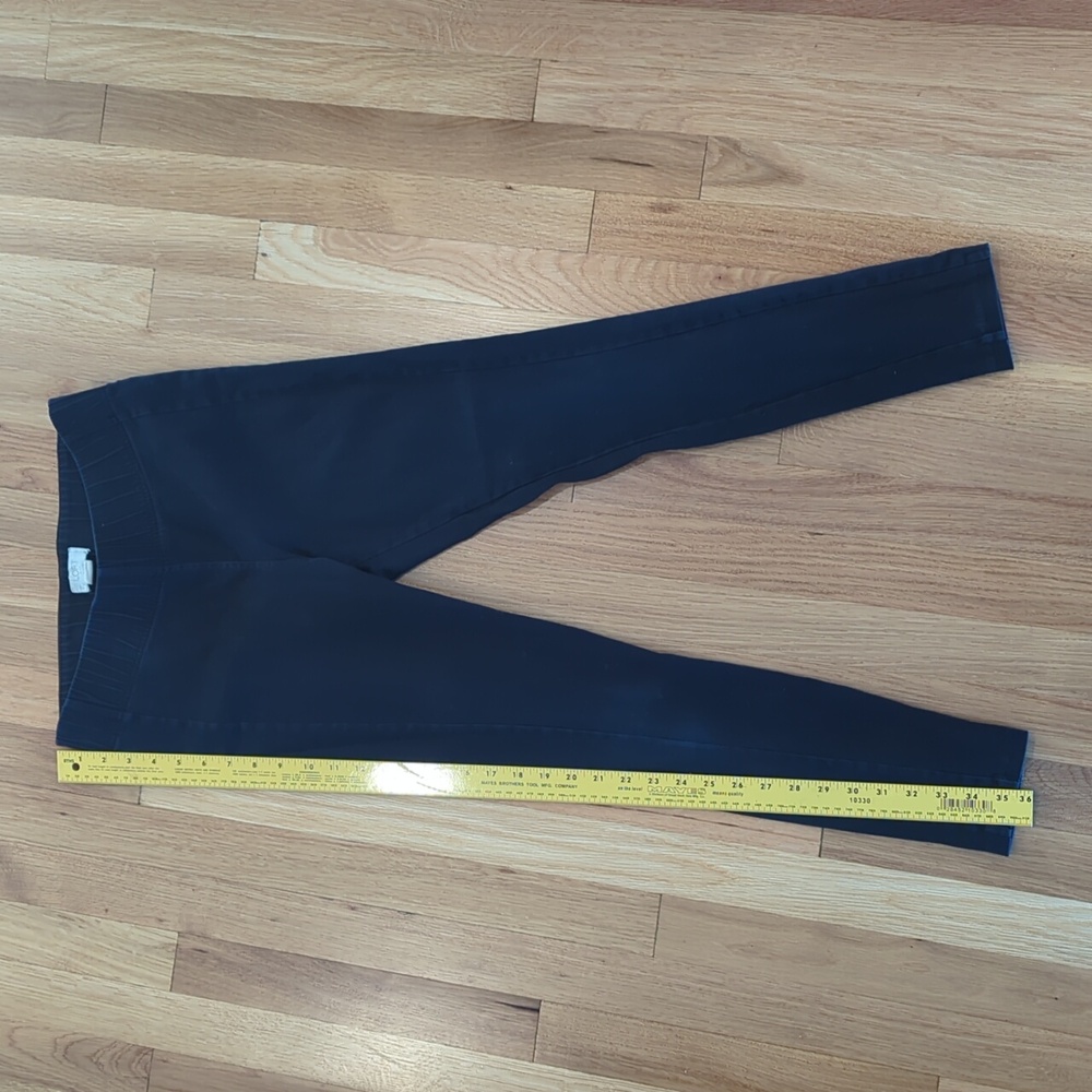 Ann Taylor Cotton Twill Elastic Waistband Cigarette Pants Black Slim Leg Natural